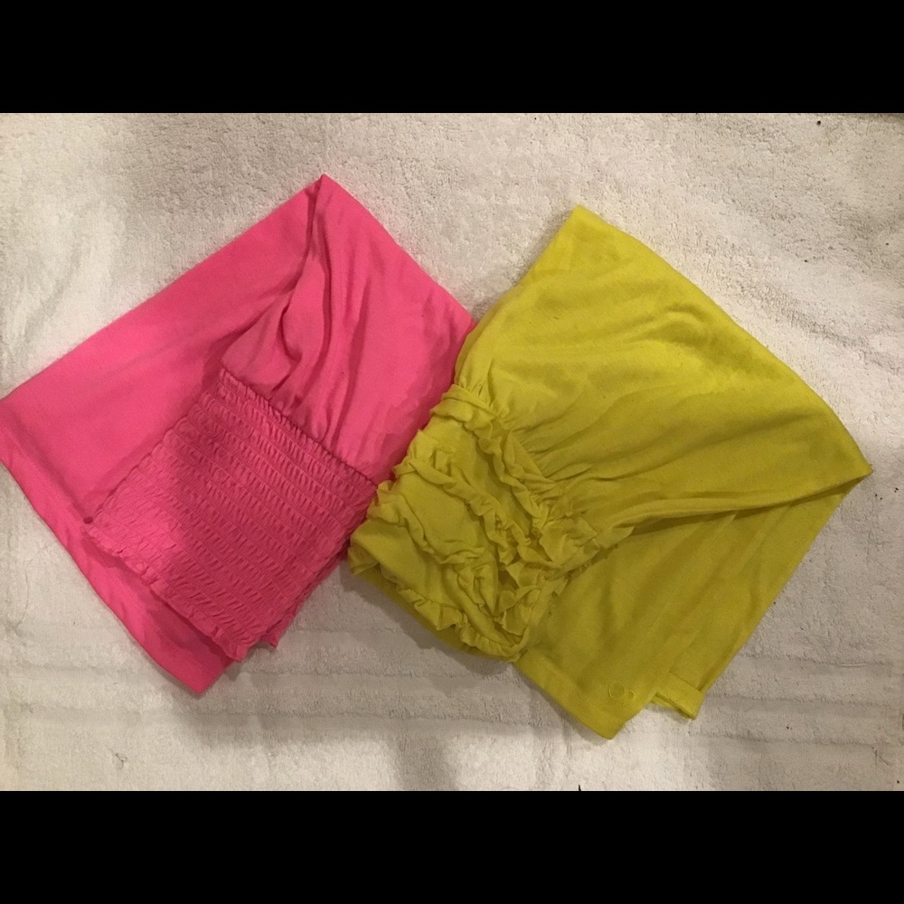 🌸2 Set of Strapless Sun Dresses - Pink & Yellow🌸